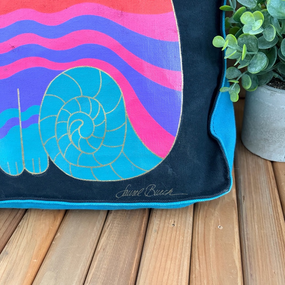 Laurel Burch Colorful Cat Canvas Tote Bag Large Folk Art Cats Like New - Picture 7 of 11